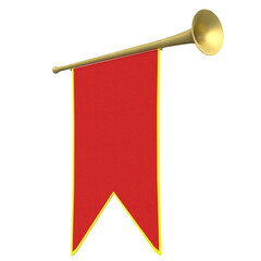 3d rendering illustration of a small medieval trumpet with banner © Francesco Milanese