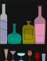 wine bottles and glasses