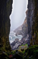 Sea Lion Cave views, tourist attraction, Pacific Ocean Coast Florence Oregon. USA. 