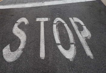 stop sign on tarmac