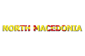 3D Flag of North Macedonia on a text background.