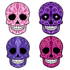 Set of four skull illustration