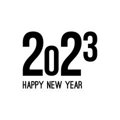 Happy new year 2023 template text design. Vector banner for flyer, brochure, booklet, greeting card.