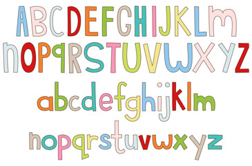 hand-drawn colorful fun kids alphabet