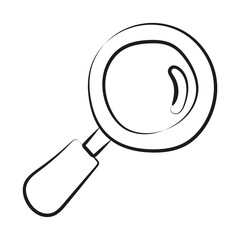 Vector magnifying glass icon in sketch style. Search symbol.