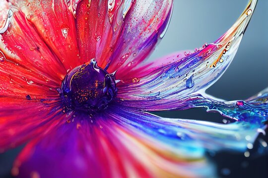 colored glass flower, paint drops, isolated on background, background, colorful image