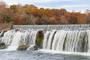 Overcast view of the fall color of Grand Falls