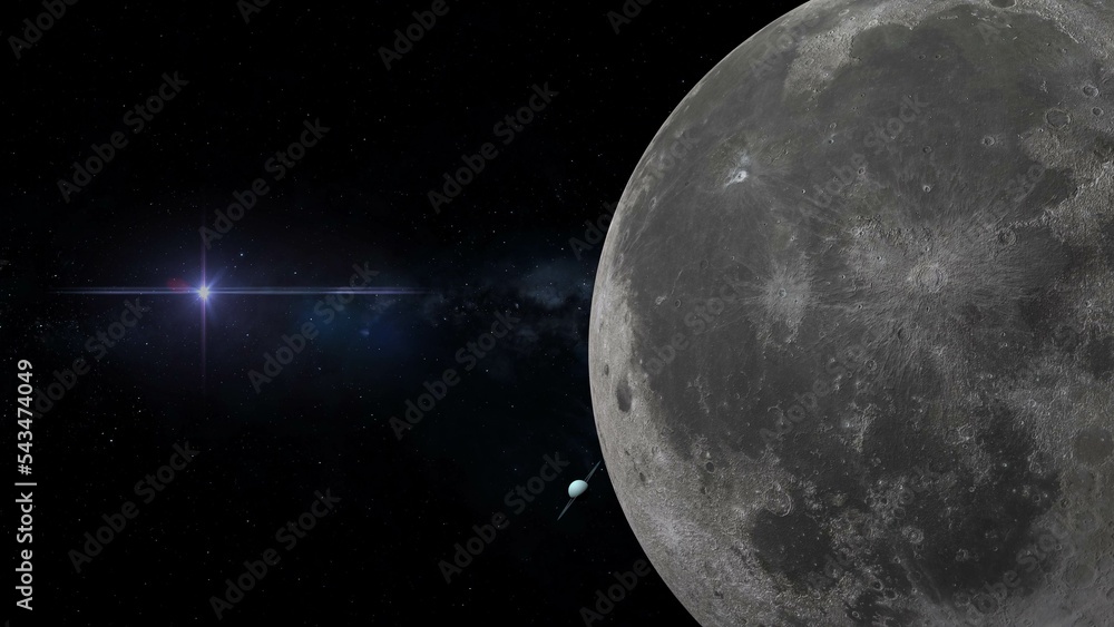 Canvas Prints close approach of the moon and uranus