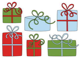 set of gift boxes with bows