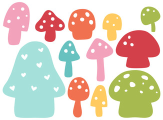 set of mushroom silhouettes