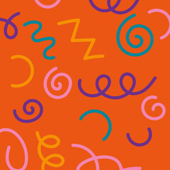 bright chaotic lines on an orange background