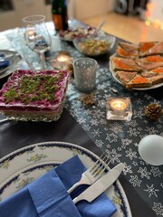 Christmas or New Year party set table