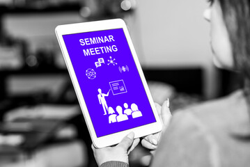 Seminar meeting concept on a tablet