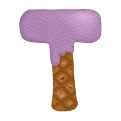 Ice Cream Watercolor Hand Drawn Alphabet T