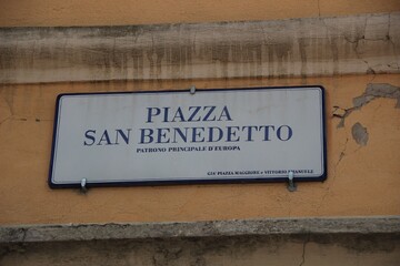 Italy: Road Signal (Translation: Saint Benedetto Square).