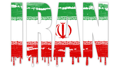 blutende iranische Flagge, Revolution, Frauen, Leben, Freiheit, Gleichheit, Kämpfen ums Überleben, Protest, islamisch, weißer Hintergrund