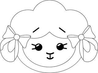 Outline for coloring the head of a cute lamb