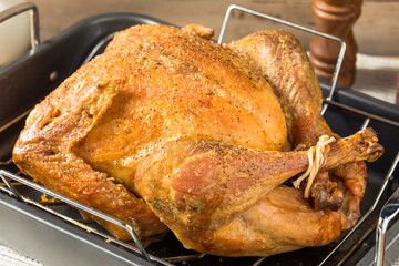 Fototapeta premium Homemade Roasted Turkey for Thanksgiving