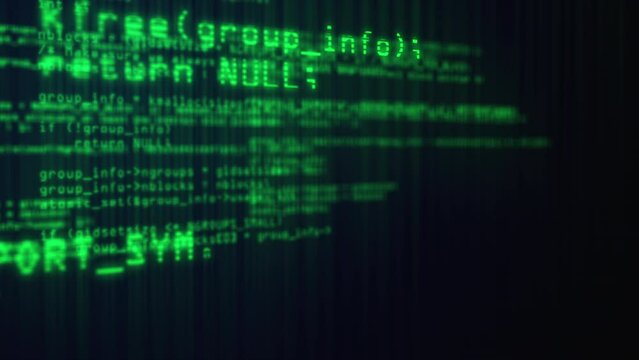 Programming code running. Computer generated 3d render