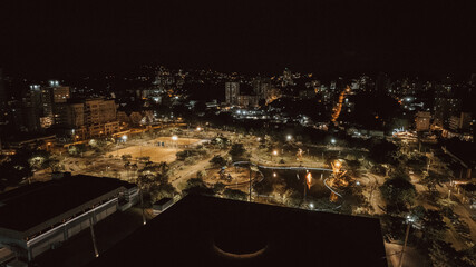 aerial image of  Blumenau city,at night, Santa Catarina, southern Brazil, downtown lights
