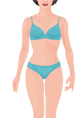 Fototapeta premium Female full body underwear illustration front mint plunge and tanga