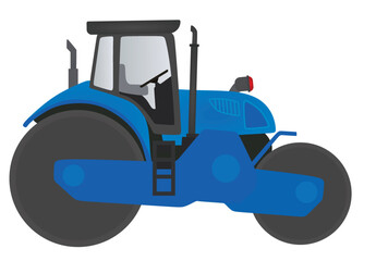 Blue road roller. vector illustration