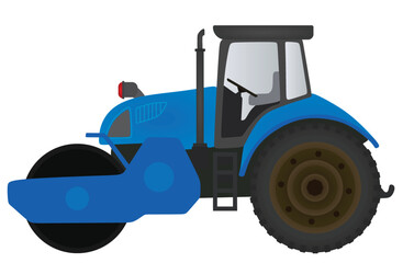 Blue road roller. vector illustration