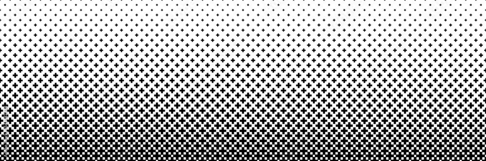 Wall mural horizontal black halftone of cross or plus sign design for pattern and background.