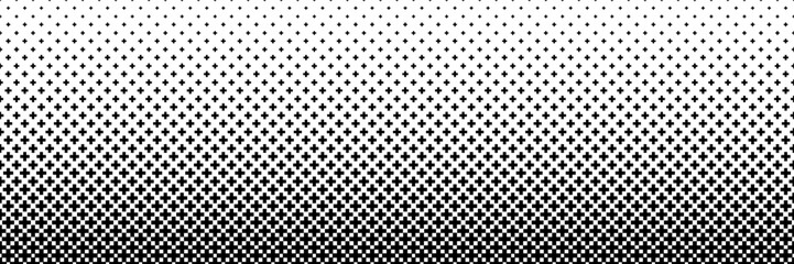 horizontal black halftone of cross or plus sign design for pattern and background. - obrazy, fototapety, plakaty