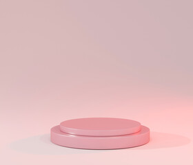 3d render for pink podiums on background. Abstract minimal scene with geometrical. Modern pedestal show cosmetic products presentation. Mock up design empty space. studio platform template. ..