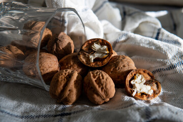 walnut in a glass cup