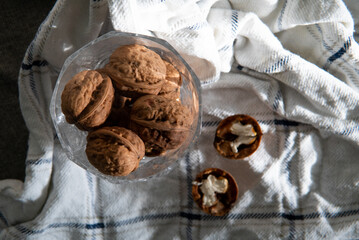 walnut in a glass cup