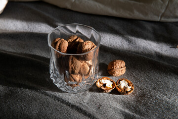walnut in a glass cup