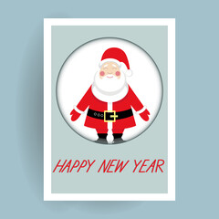 new year card with santa claus. Vector illustration