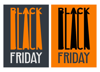 Poster with black Friday on grey and orange background