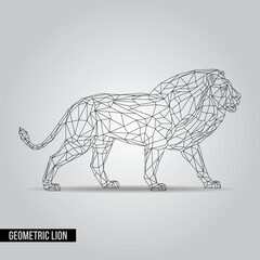 Lion logo set. Lion geometric lines silhouette isolated vector design element illustration set