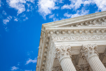 Architectural detail of the United States Supreme Court building on Capitol Hill in Washington, DC - obrazy, fototapety, plakaty