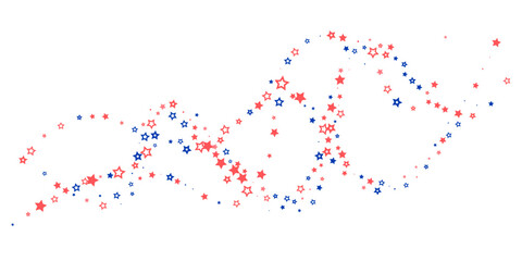 Falling confetti stars. Blue and pink stars on a white background. Festive background. Abstract texture on a white background. Design element. Vector illustration, eps 10.