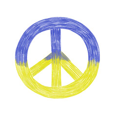 peace symbol of ukraine flag colors, pencil