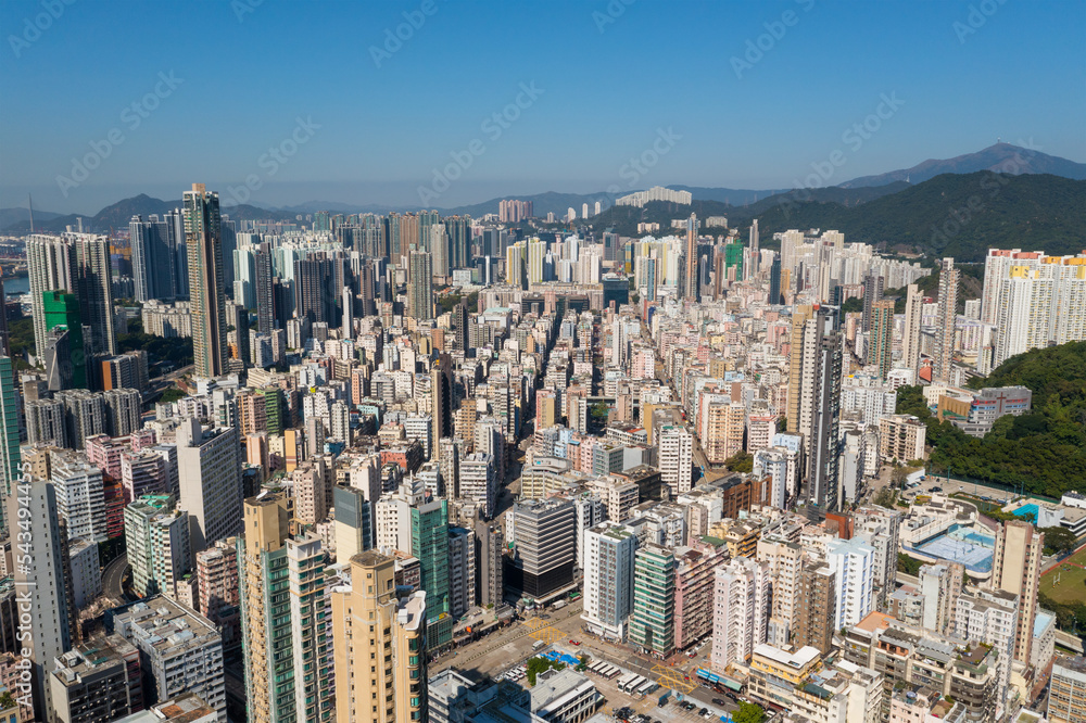 Canvas Prints top view of hong kong city