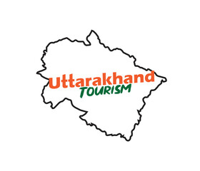 Uttarakhand tourism logo with uttarakhand map art.