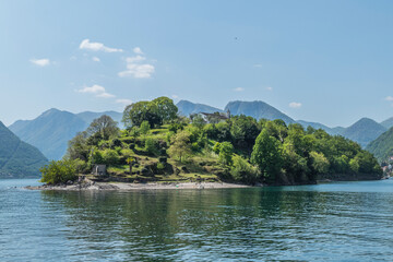 Fototapeta na wymiar The Comacina Island in the Lake Como