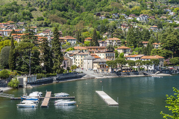 High angle view of Lenno in the Lake Como