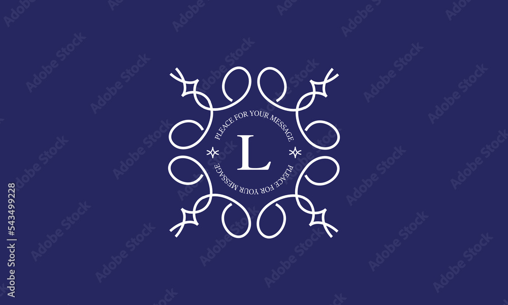 Wall mural Luxury logo with letter L in the center. Vector monogram design, fashion brand, business sign template for company, restaurant, store.