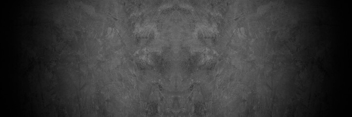 Fototapeta premium Old wall texture cement dark black gray panorama background abstract grey color design are light with white gradient background.