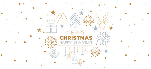 Christmas card with snowflake border vector illustration, Merry Christmas an happy new year