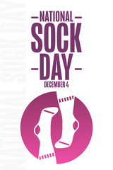 National Sock Day. December 4. Holiday concept. Template for background, banner, card, poster with text inscription. Vector EPS10 illustration.