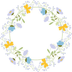 Decorative frame, wreath with flowers