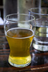 Beer glass at a brewery isolated close up