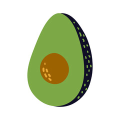 Cartoon Design Food Element. Hand Drawn Avocado